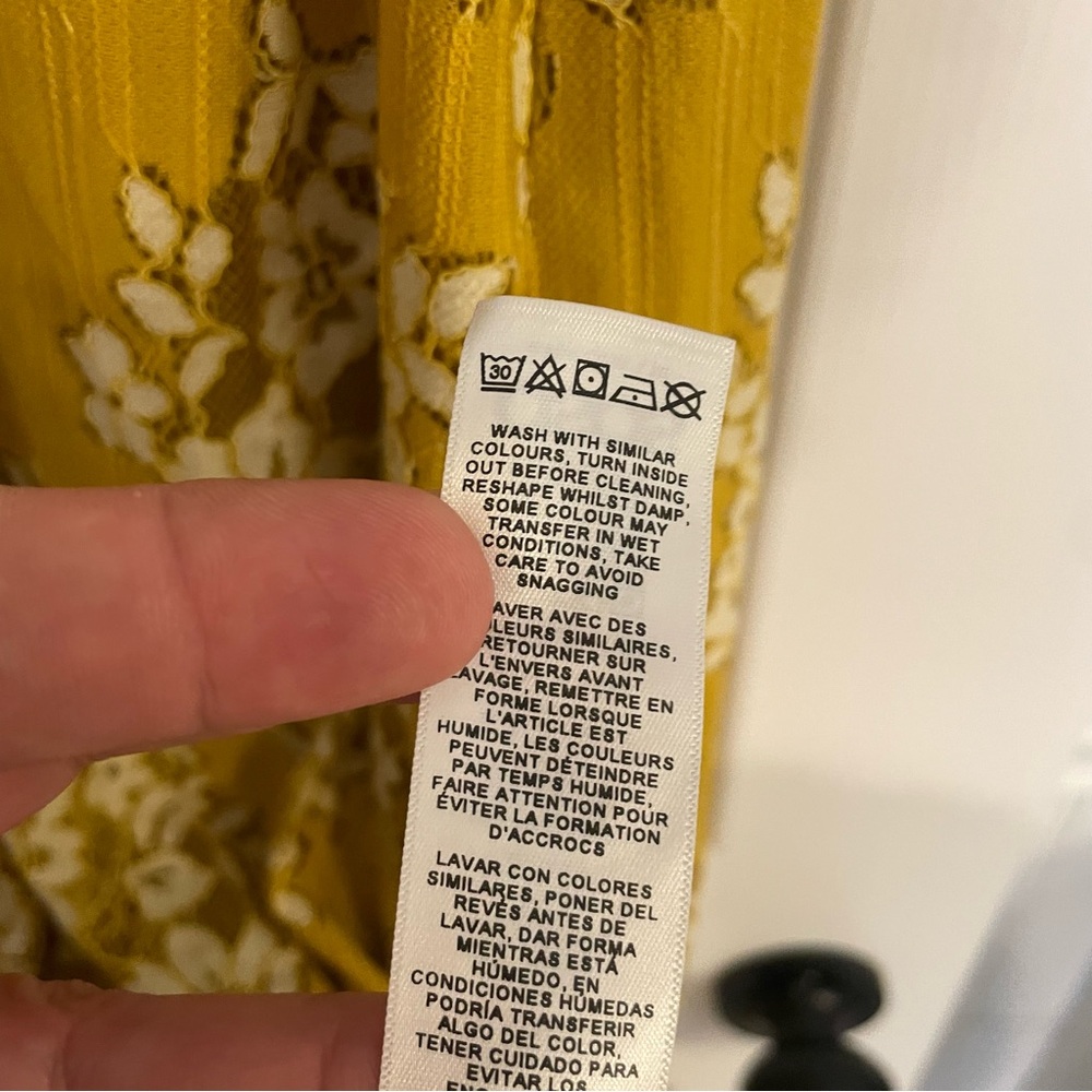 ASOS Mustard Yellow Lace Button Front Midi Dress Size 6 - Picture 8 of 11
